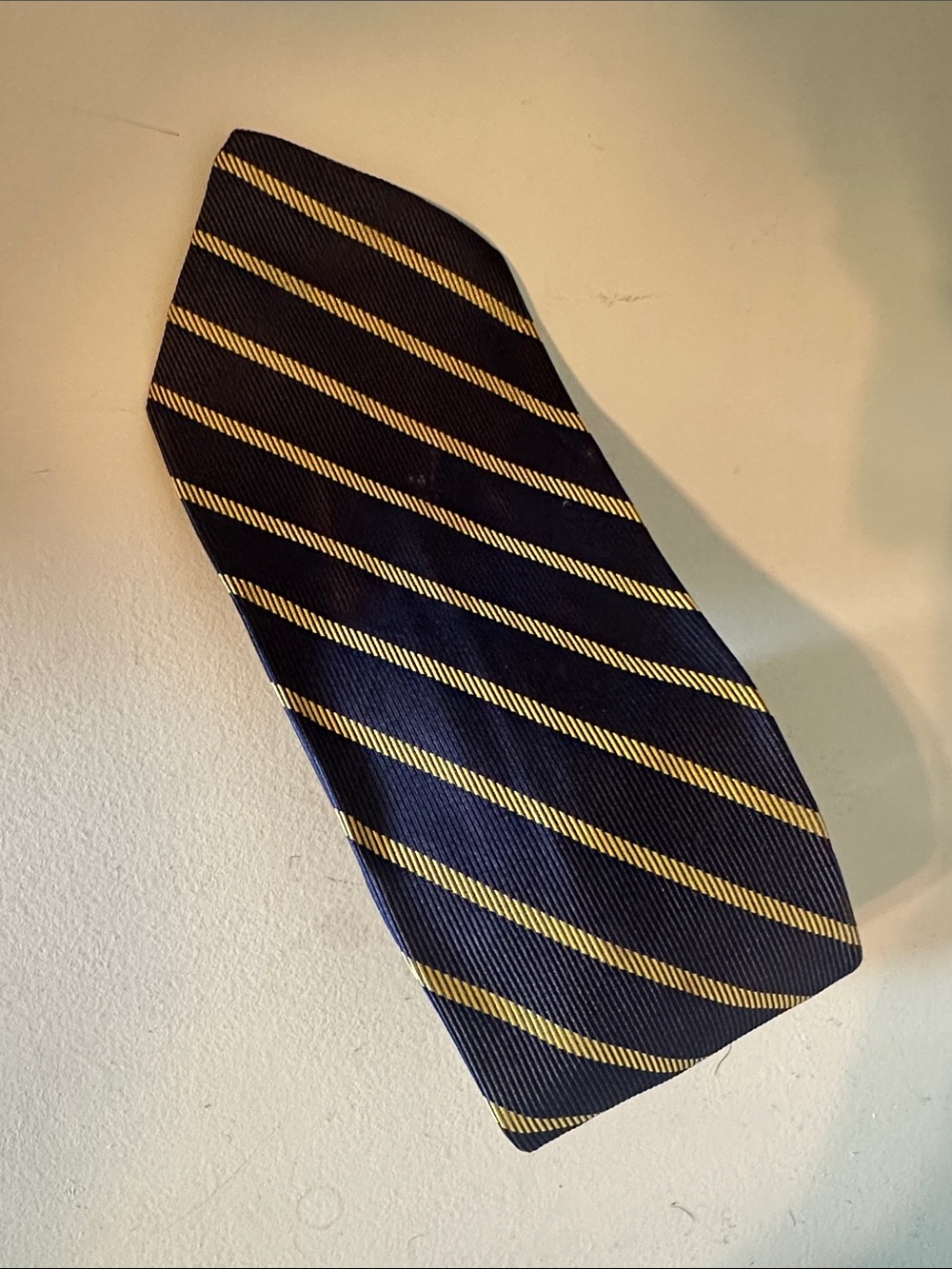 Dior Navy Tie with Diagonal Gold Stripes